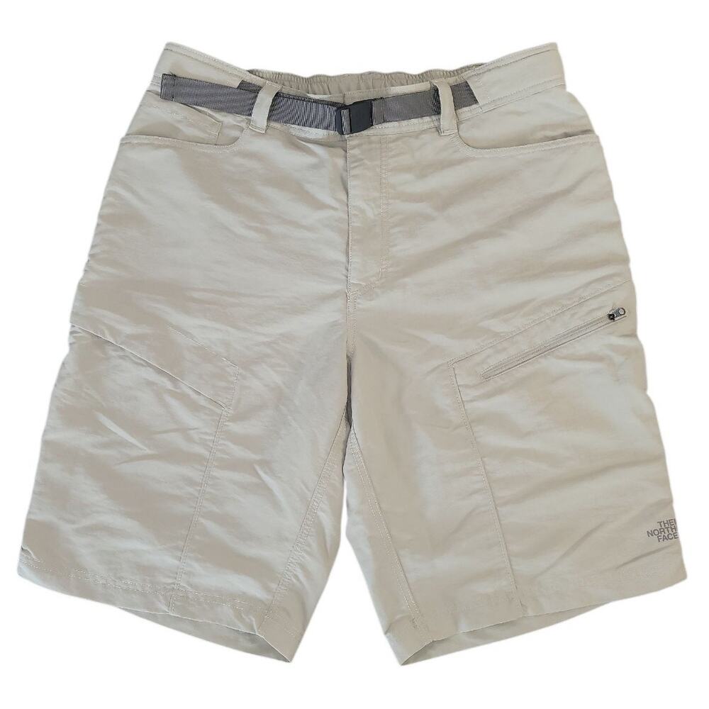 The North Face Spell Out Belted Cargo Shorts Men’s L Hiking Outdoor Khaki